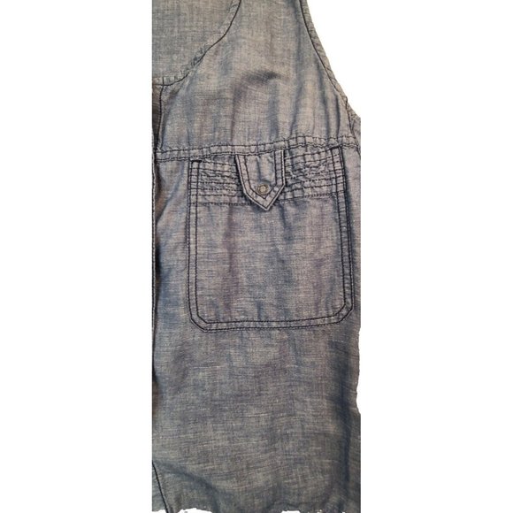 Levi's Linen Blend Blouse Women's Blue Denim Wash Button Sleeveless Tank XS Vest - Picture 4 of 6